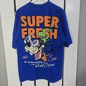 Superfresh Clothing Mens Goofy Tshirt Size Large Blue Retro